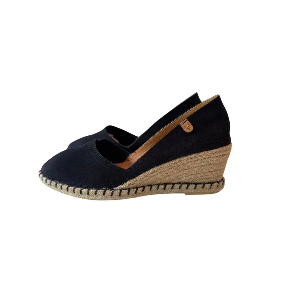 Verbena Mamen Suede Wedge Espadrilles - Women's Size 38 / US 7.5 Black